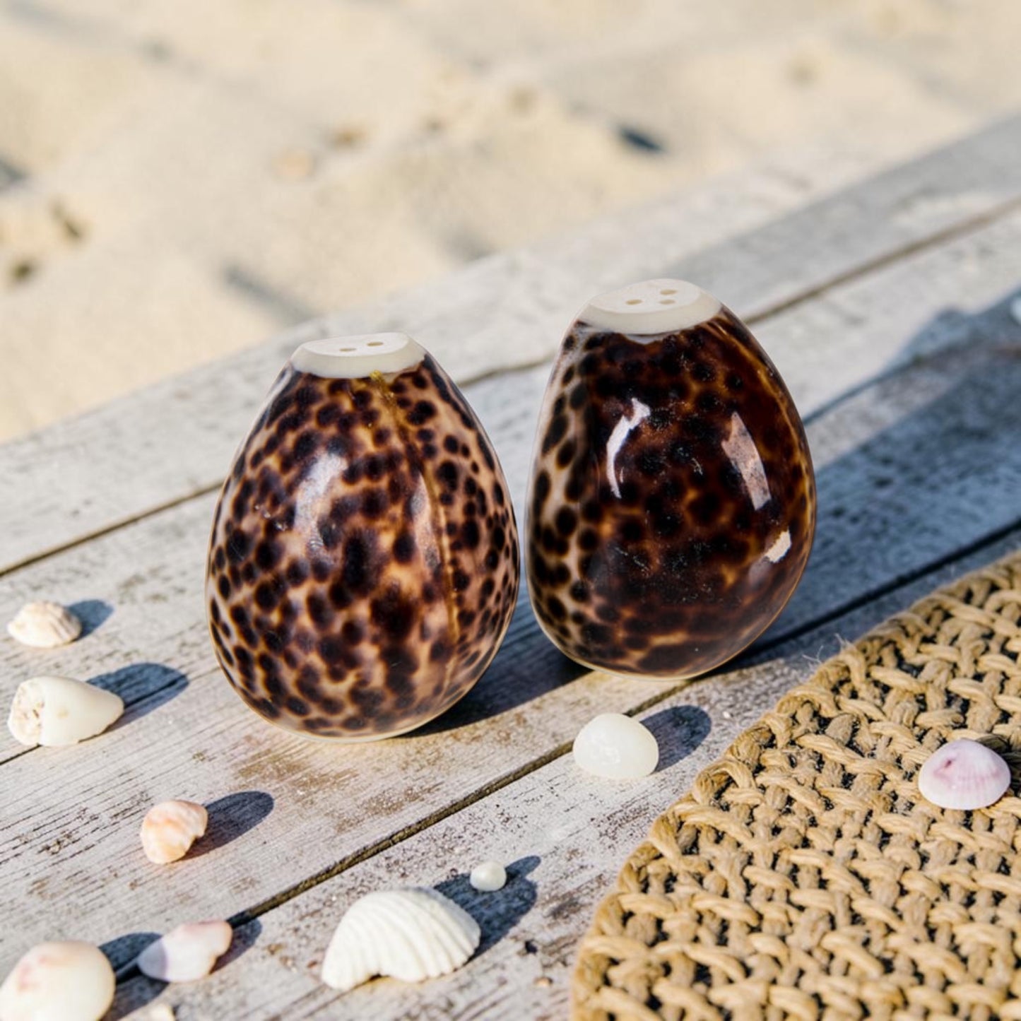 Cowrie Shell Salt + Pepper Shakers